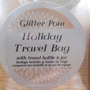 NEW White Glitter Pom Travel Bag